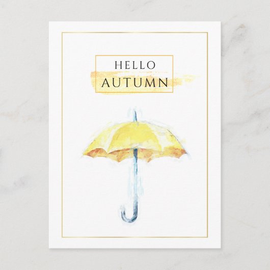 Elegant en artistiek Golden Autumn Umbrella Drawin Briefkaart (Voorkant)