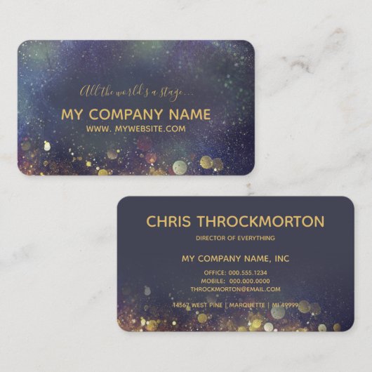 Elegant en Arty Glittery Paars Visitekaartje (Voorkant / Achterkant)