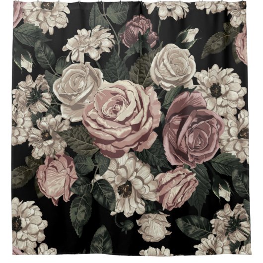 Elegant en Bold Rustic  Flowers Douchegordijn (Voorkant)