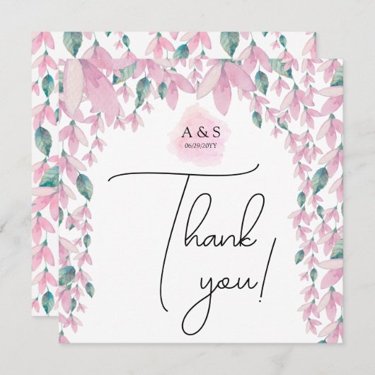 Elegant en Charming Wisteria Floral Bedankkaart (Voorkant / Achterkant)