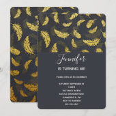 Elegant en chic Black en Gold Feather Birthday Kaart (Voorkant / Achterkant)