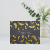 Elegant en Chic Black en Gold Feather Hartelijk da Briefkaart (Staand voorkant)