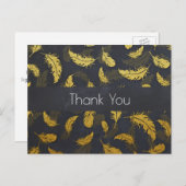 Elegant en Chic Black en Gold Feather Hartelijk da Briefkaart (Voorkant / Achterkant)