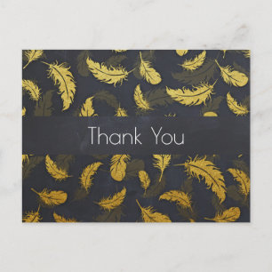 Elegant en Chic Black en Gold Feather Hartelijk da Briefkaart