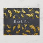 Elegant en Chic Black en Gold Feather Hartelijk da Briefkaart (Voorkant)