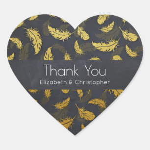 Elegant en Chic Black en Gold Feather Hartelijk da Hart Sticker