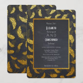 Elegant en chic Black en Gold Feather Wedding Kaart (Voorkant / Achterkant)