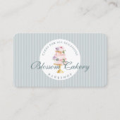 Elegant en Chic Blue Waterverf Floral Cake Bakery Visitekaartje (Voorkant)