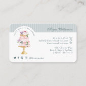 Elegant en Chic Blue Waterverf Floral Cake Bakery Visitekaartje (Achterkant)