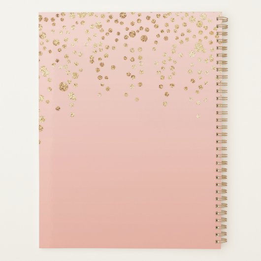 Elegant en chic gold confetti dot op roze rug planner (Achterkant)
