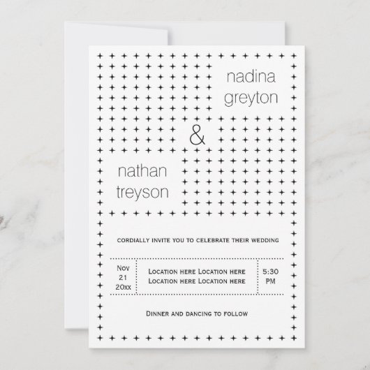 Elegant en chic zwart-wit geometrisch huwelijk kaart (Voorkant)