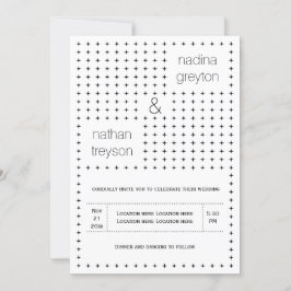Elegant en chic zwart-wit geometrisch huwelijk kaart
