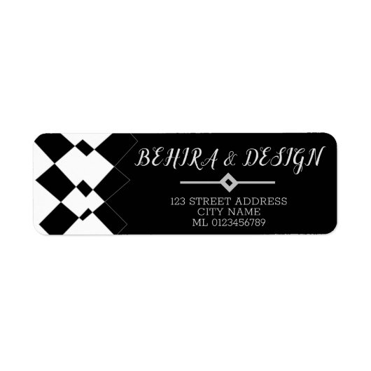 Elegant en chic zwart-wit geometrisch patroon etiket (Voorkant)