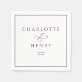 Elegant en chique Lijst Paarse & witte bruiloft Servet (Voorkant)