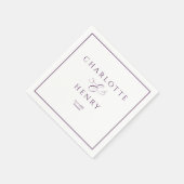 Elegant en chique Lijst Paarse & witte bruiloft Servet (Hoek)