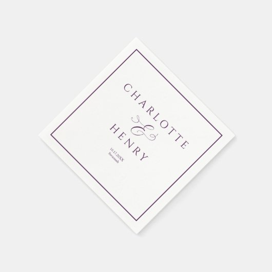 Elegant en chique Lijst Paarse & witte bruiloft Servet (Hoek)