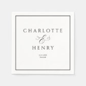 Elegant en Chique Lijst Zwart & Wit Bruiloft Servet (Voorkant)