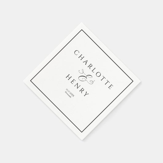 Elegant en Chique Lijst Zwart & Wit Bruiloft Servet (Hoek)