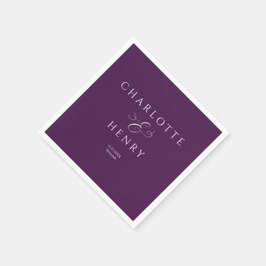 Elegant en chique Paarse bruiloft Servet (Hoek)