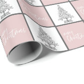 Elegant en chique roze kerstpatroon cadeaupapier (Rol Hoek)