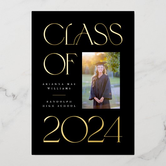 Elegant en Classic Afstuderen Folie Aankondiging (Voorkant)