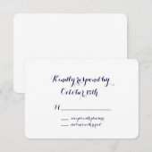 Elegant en Classic Navy Blue & White RSVP (Voorkant / Achterkant)