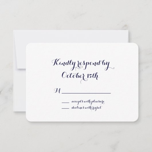 Elegant en Classic Navy Blue & White RSVP (Voorkant)