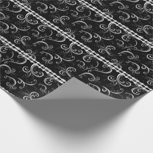 Elegant en Classy Damask met White Diamonds Wrap Cadeaupapier (Hoek)