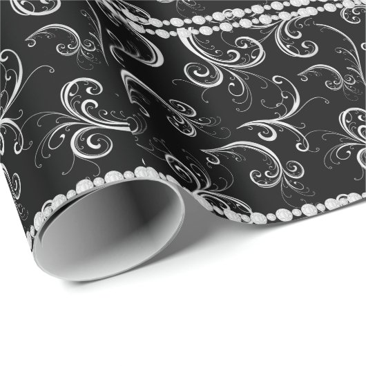 Elegant en Classy Damask met White Diamonds Wrap Cadeaupapier (Rol Hoek)