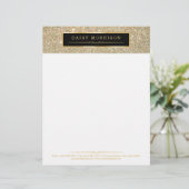 Elegant en Classy Gold Glitter Sparkles Briefhoofd Ontwerp (Staand voorkant)