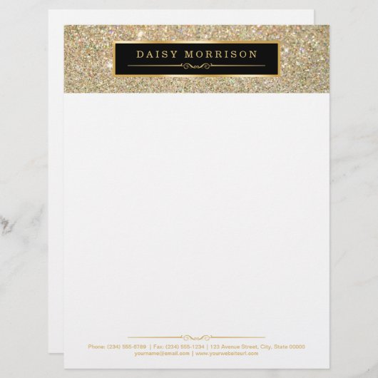 Elegant en Classy Gold Glitter Sparkles Briefhoofd Ontwerp (Voorkant / Achterkant)