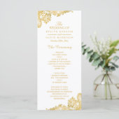 Elegant en Classy Gold Lace Wedding Program Programmakaart (Staand voorkant)