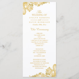 Elegant en Classy Gold Lace Wedding Program Programmakaart