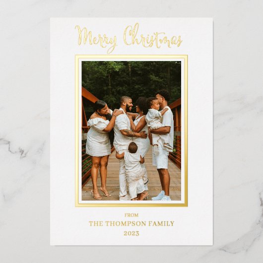 Elegant en Classy Photo Merry Kerstmis Folie Feestdagenkaart (Voorkant)