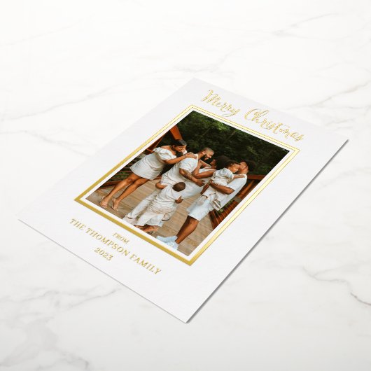 Elegant en Classy Photo Merry Kerstmis Folie Feestdagenkaart (Gedraaid)