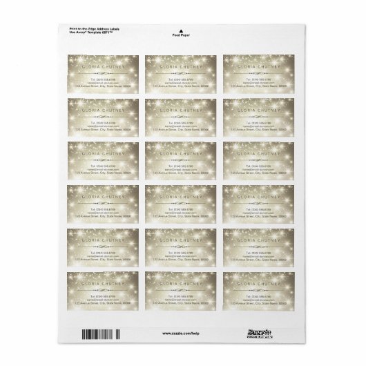 Elegant en Classy Shimmer Sparkling Etiket (Full Sheet)