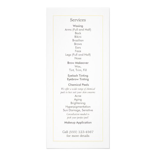 Elegant en  Cosmetology Salon and Spa Reclamekaart (Achterkant)