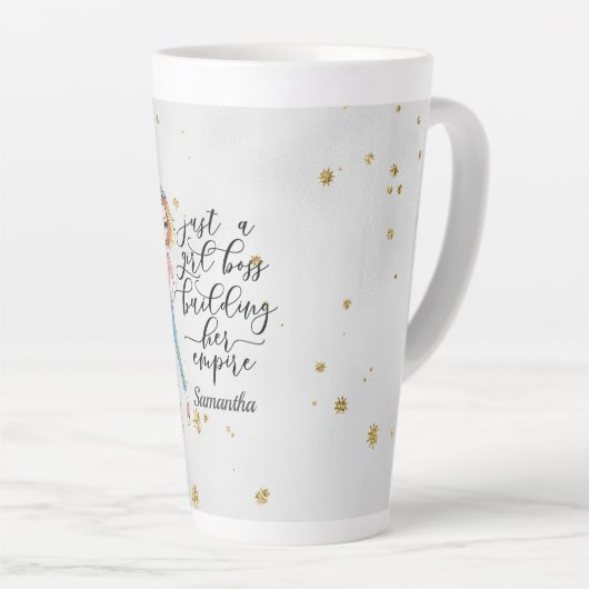 Elegant en Cute Lady | Girl Boss | Grijs Latte Mok (Rechterhoek)