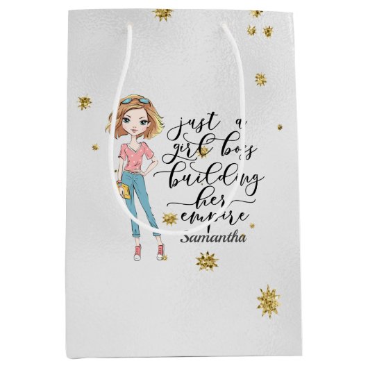Elegant en Cute Lady | Girl Boss | Grijs Medium Cadeauzakje (Voorkant)