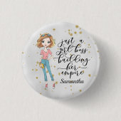 Elegant en Cute Lady | Girl Boss | Grijs Ronde Button 3,2 Cm (Voorkant)