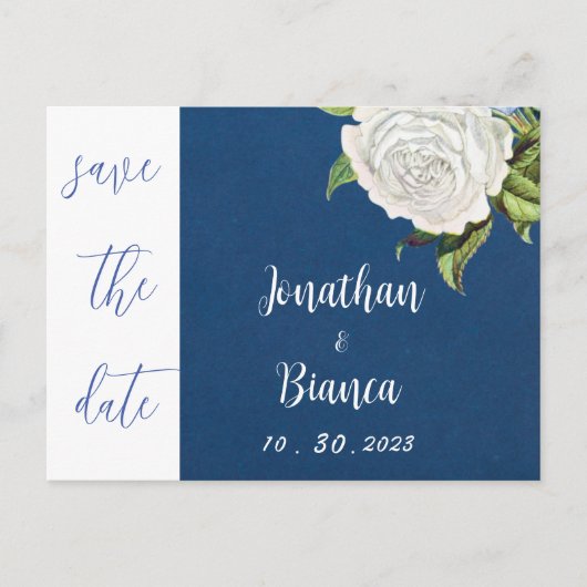 elegant en donkerblauw, behalve de datum briefkaart (Voorkant)