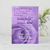 Elegant en dromer Paars Roos Wedding Metallic Kaart (Staand voorkant)