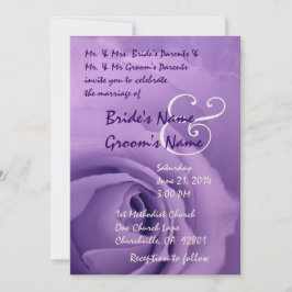 Elegant en dromer Paars Roos Wedding Metallic Kaart