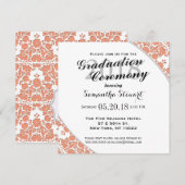 Elegant en eenvoudig Cadmium Oranje Damaspatroon Kaart (Voorkant / Achterkant)