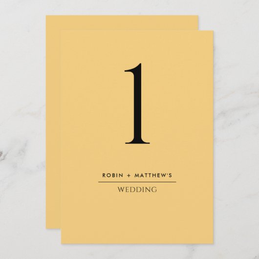 Elegant en Eenvoudig Geel Tabelnummer (Voorkant / Achterkant)