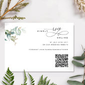 Elegant en eenvoudig, groen bruiloft QR Code RSVP Informatiekaartje