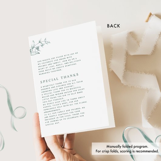 Elegant en eenvoudig, groen huwelijksprogramma