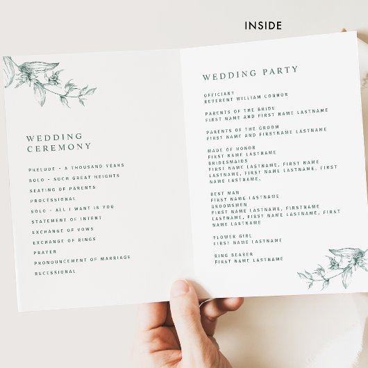 Elegant en eenvoudig, groen huwelijksprogramma