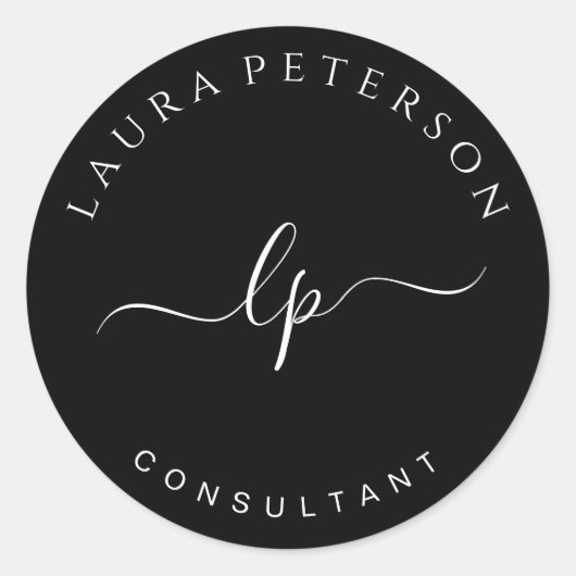 Elegant en eenvoudig handgeschreven script kalligr ronde sticker (Voorkant)