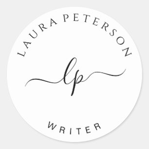 Elegant en eenvoudig handgeschreven script kalligr ronde sticker